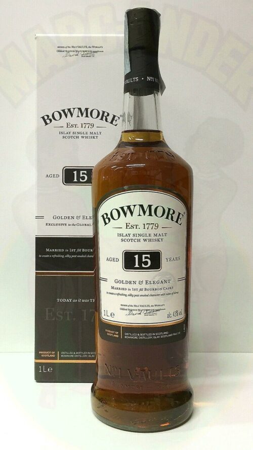 Whisky Bowmore 15 yo Scozia Golden & Elegant Enoteca Batani Andrea Torrefazione bottiglie Siena