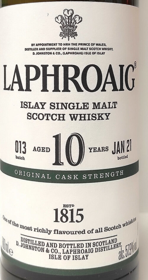 Laphroaig 10 years old cask strength Enoteca Siena Batani Bottiglie Superalcolici